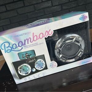 Boombox Wireless Speaker with Color Changing Lights - Black and Silver